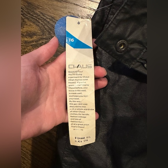 Vintage 80s CHAUS Black Leather High Waist Pencil Midi Skirt NWT Pleats L/XL - Picture 11 of 13